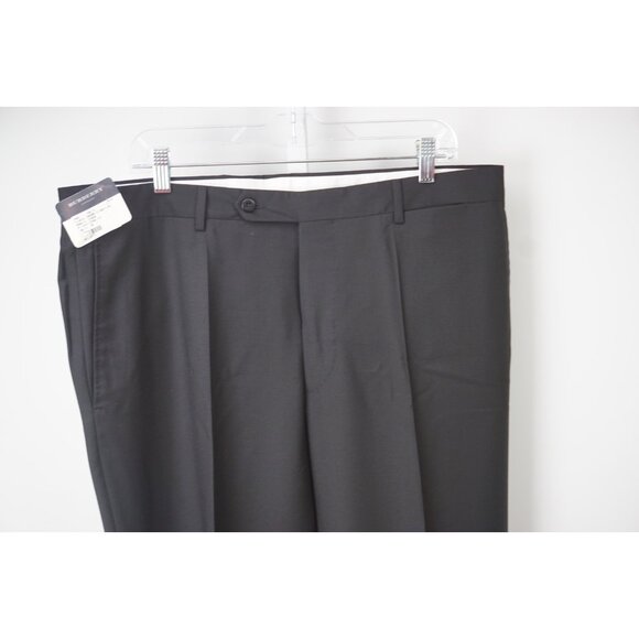 Burberry London Solid Black S100s 100% Wool Dress Pants Sz 56 NEW